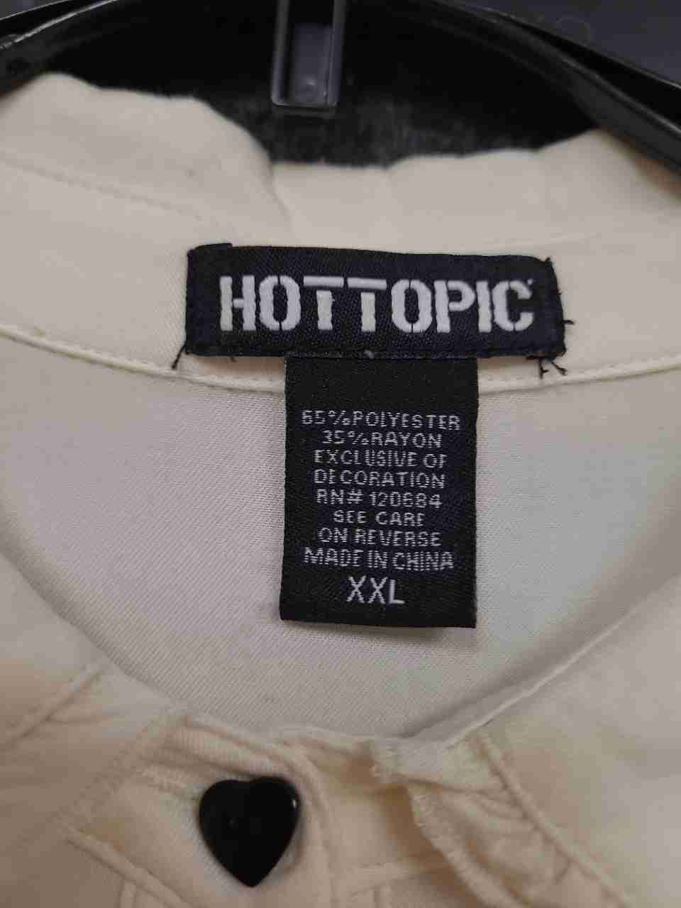 Hot Topic Women's Mushroom Print & Cream Heart Button Ruffle Blouse Lot Sz XXL