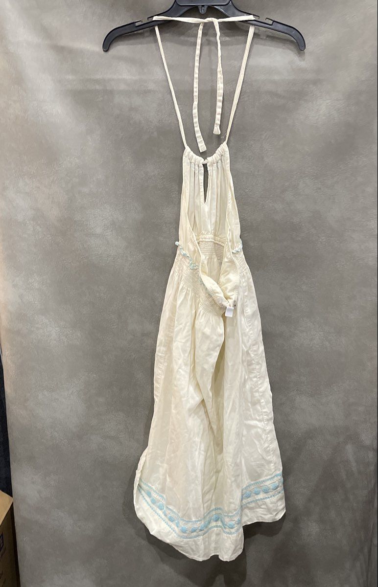 Old Navy Women's Cream Smocked Halter Embroidered 100% Cotton Boho Dress Sz S