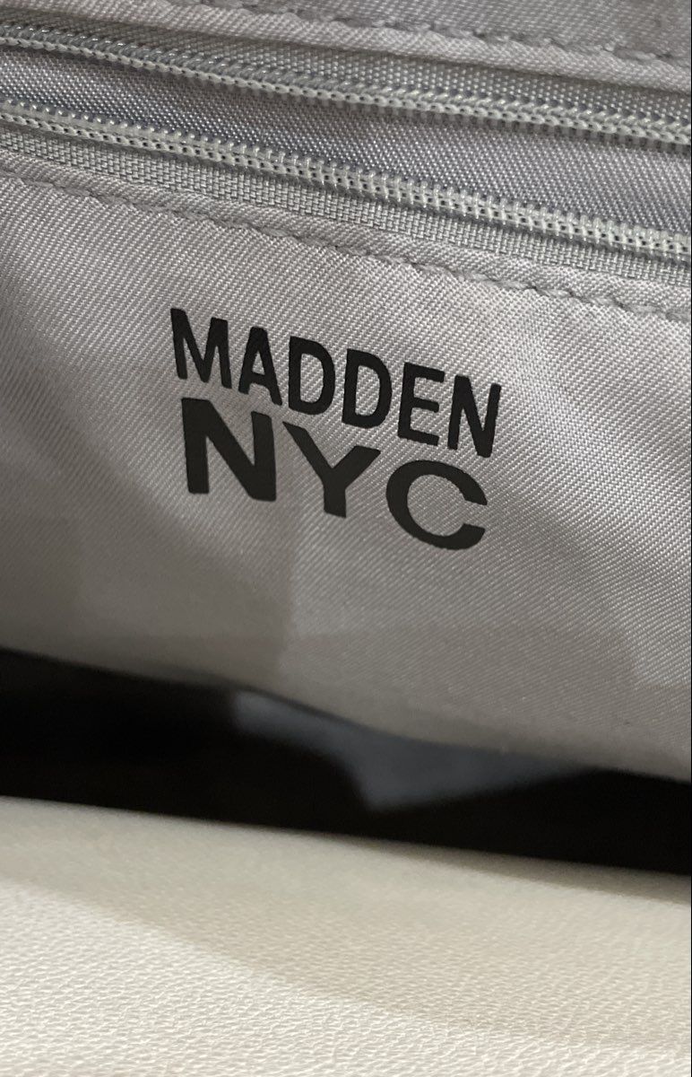 Madden NYC White Pebbled Leather Satchel Crossbody Handbag Silver Hardware