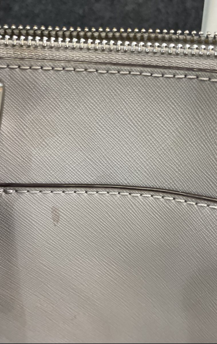 Michael Kors Gray Saffiano Leather Jet Set Travel Large Top Zip Tote Bag