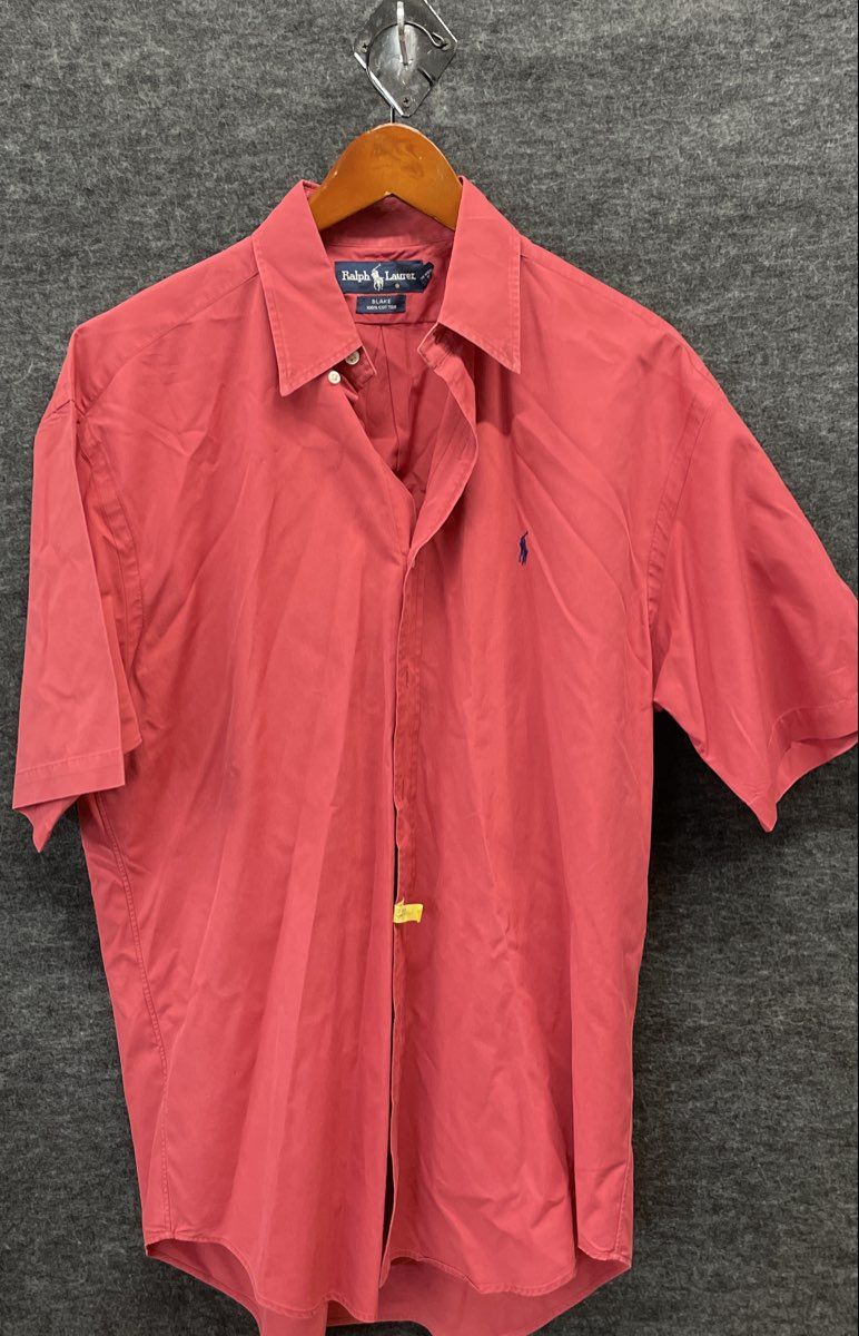 Ralph Lauren Men's Salmon Blake Short Sleeve Button Up Cotton Shirt Size M
