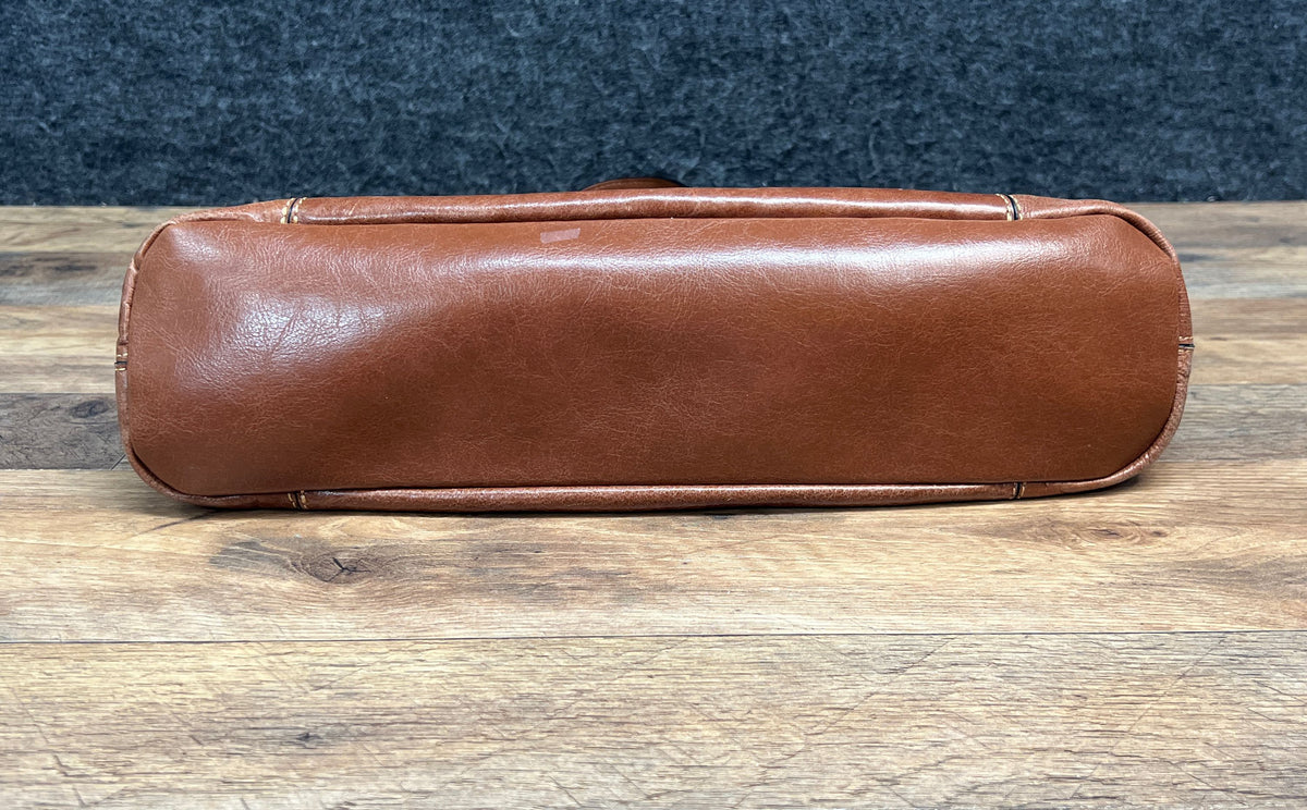 Giani Bernini Brown Leather Shoulder Bag Purse Silver Hardware Card Wallet