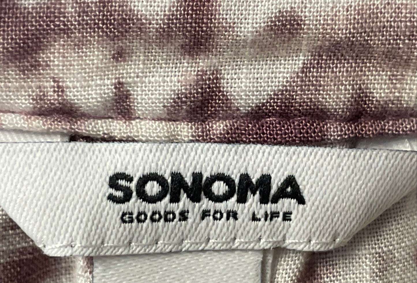 Sonoma Women's Pink White Geometric Rayon Long Sleeve Button Up Shirt Sz M