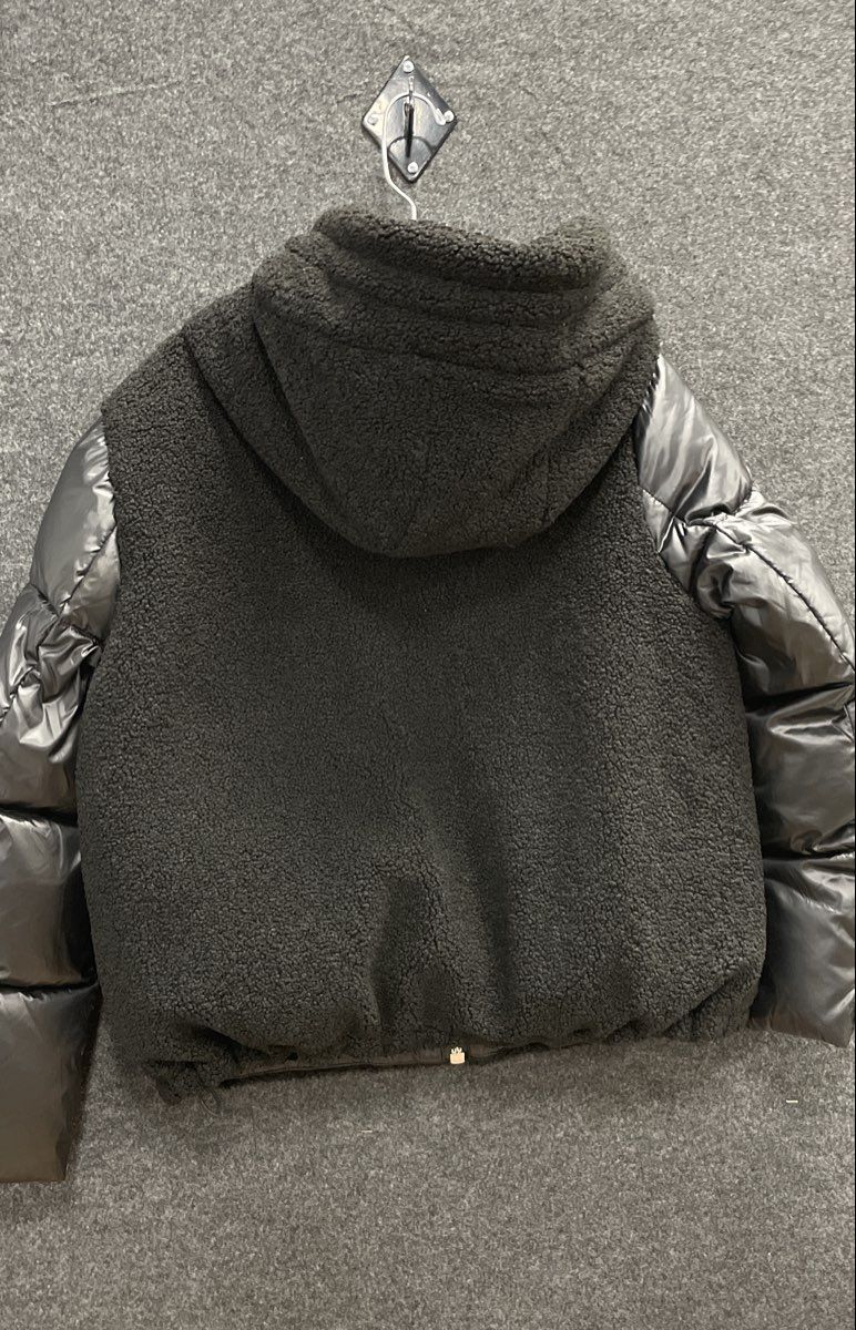 Calvin Klein Women's Black Hybrid Sherpa Puffer Hooded Insulated Jacket Sz M