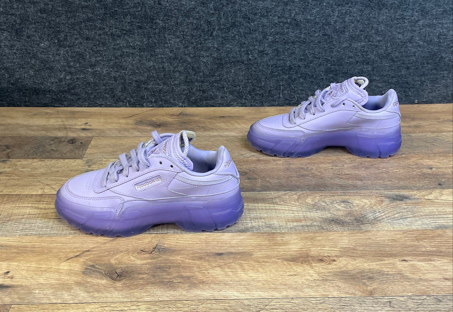 Reebok Club C Cardi B Digital Glow Purple Platform Sneakers Size 4.5
