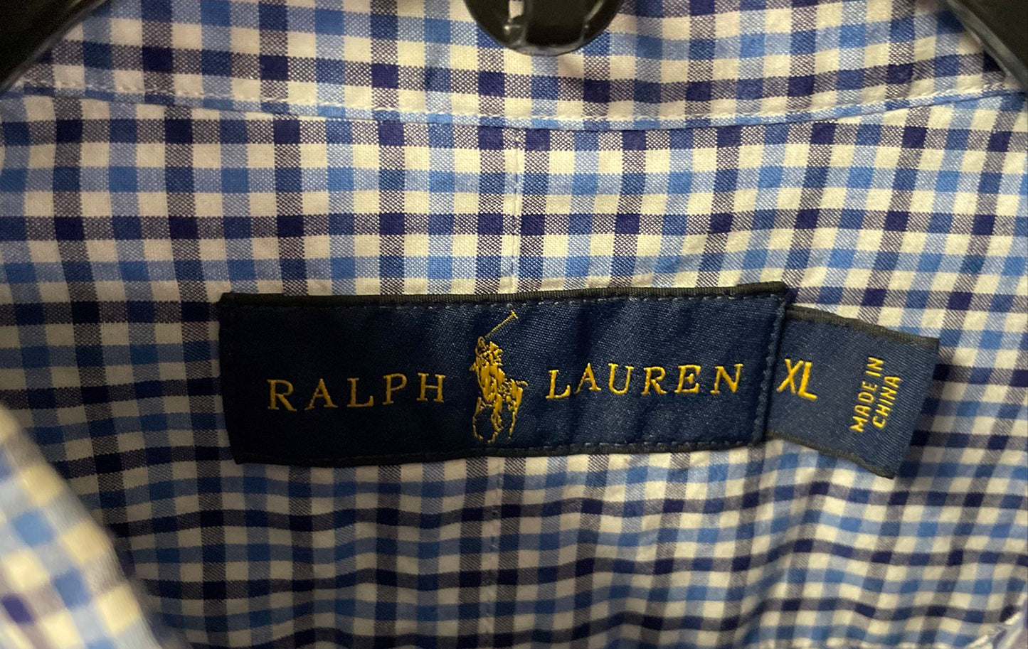 Lauren Ralph Lauren Women's Blue White Gingham Button Down Cotton Shirt Sz XL