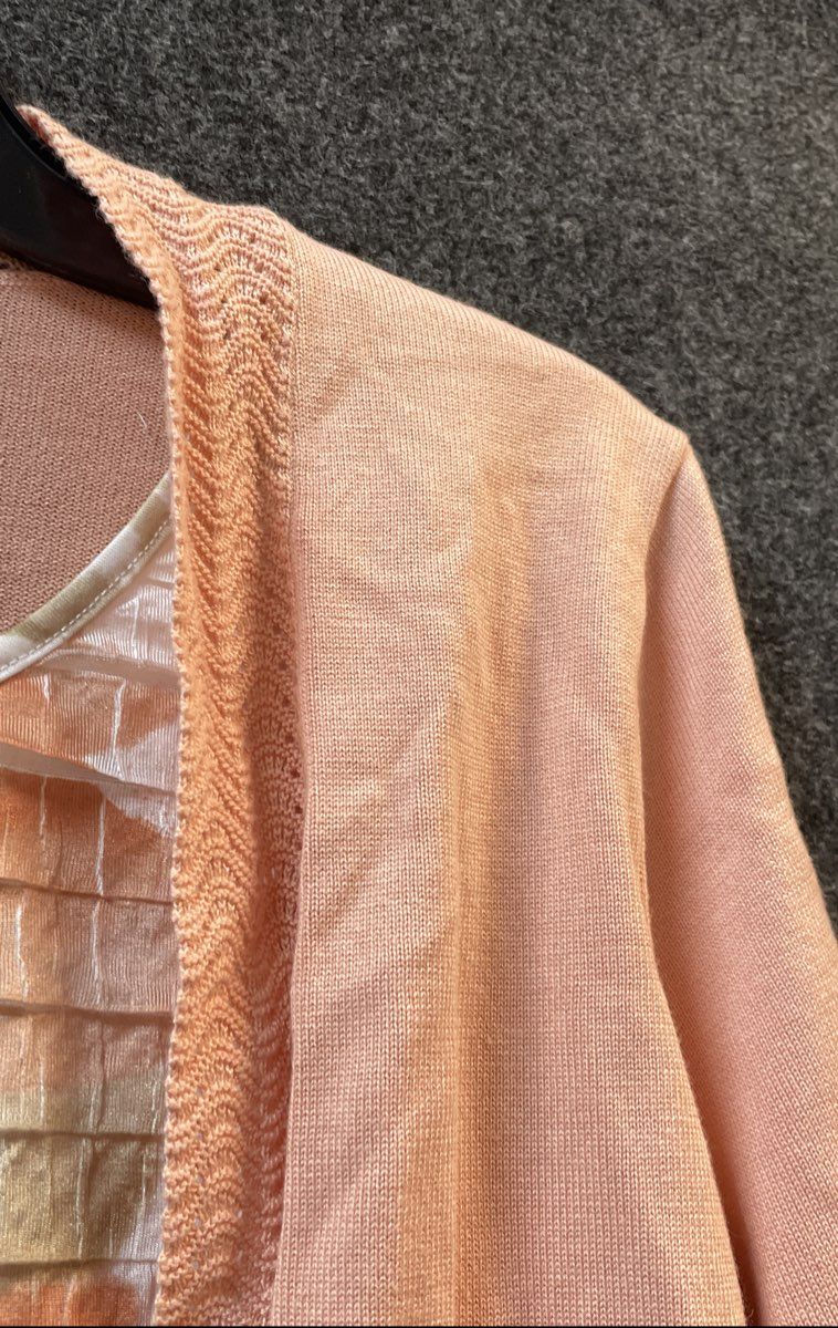 Alfred Dunner Women's Apricot Pink 2-Piece Tiered Floral Cardigan Set NWT Sz PM