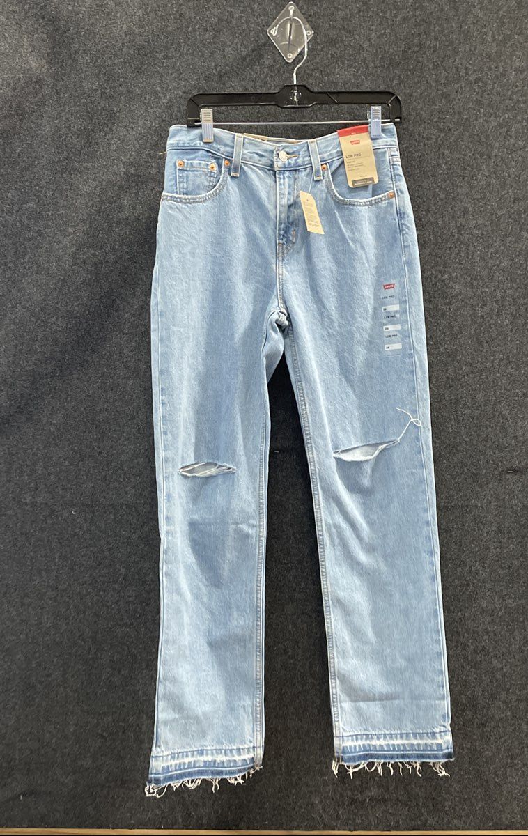Levi's Women's Low Pro Straight Distressed Light Wash Ripped Jeans NWT Sz 26