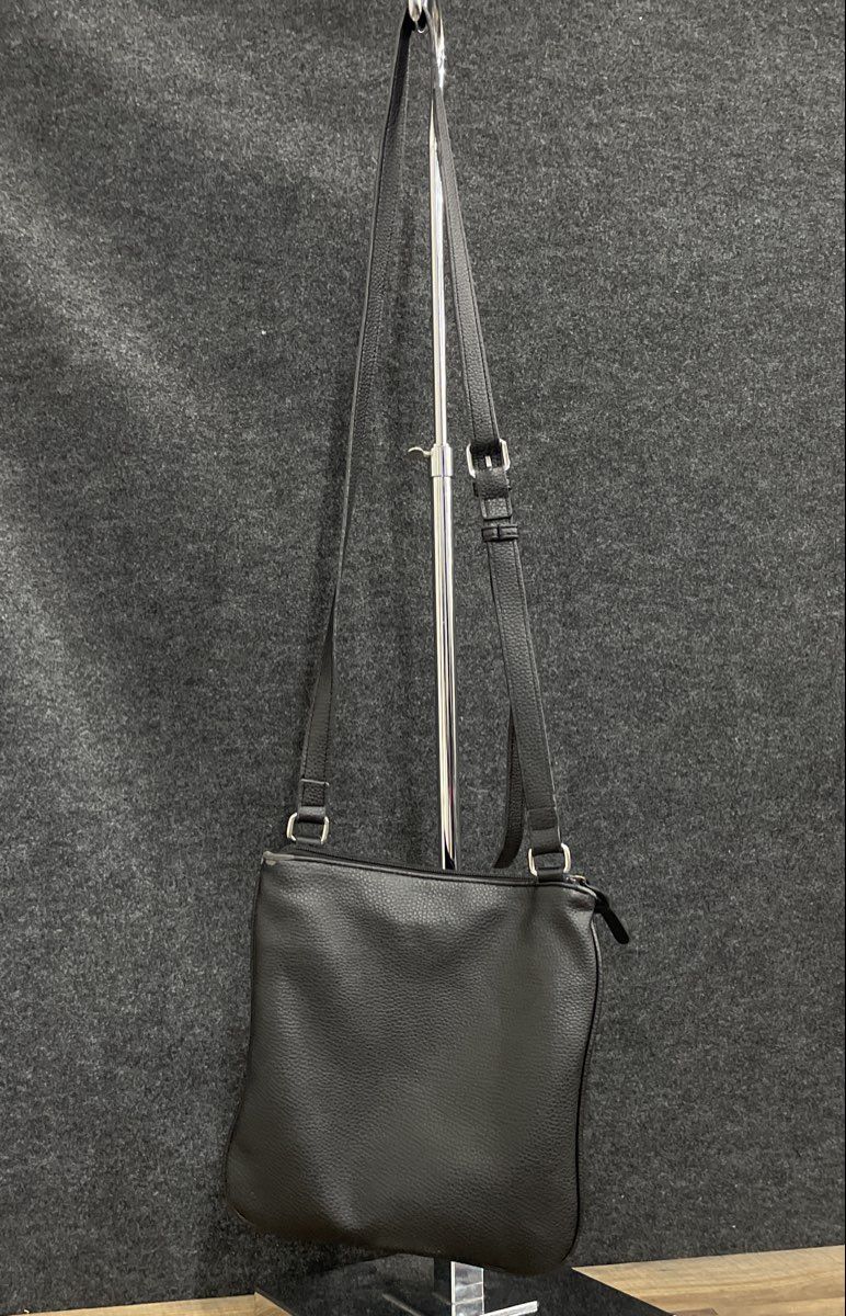 Nautica Black Pebbled Leather Crossbody Bag Small Front Zip Pocket