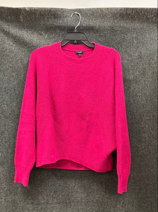 Express Women's Pink Ribbed Dolman Sweater Chevron Knit Crewneck Top Sz M