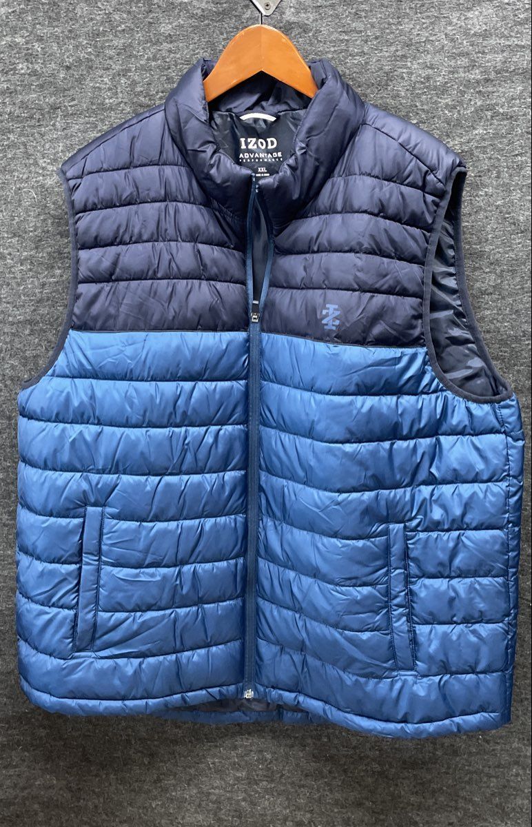 Izod Men's Advantage Performance Puffer Vest Navy Blue Two Tone Full Zip Sz XXL