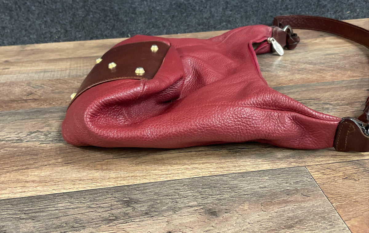 Vintage Valentina Red Pebbled Leather Hobo Shoulder Bag Made in Italy