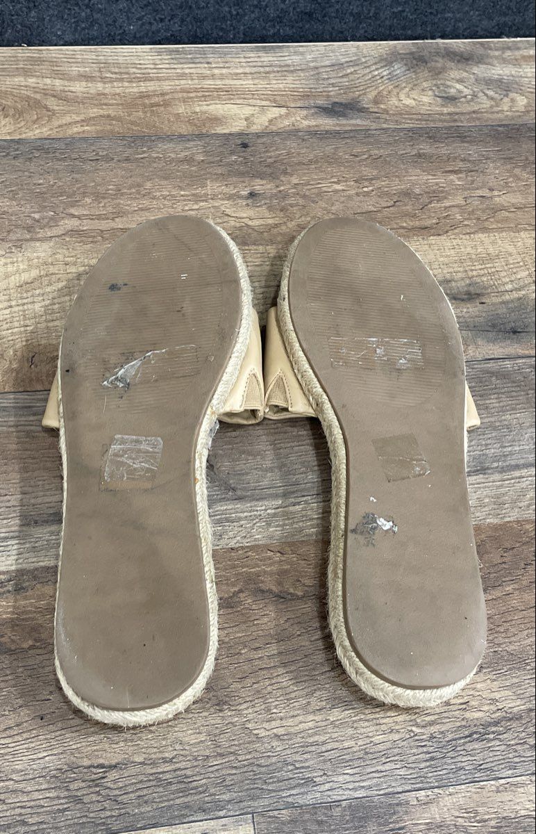 Guess Cream Espadrille Logo Slide Sandals Women's Size 10