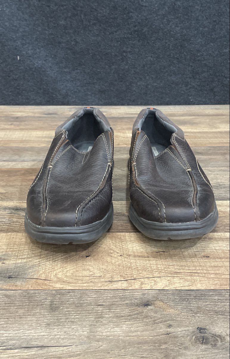 Clarks Collection Brown Leather Casual Slip-On Loafers Men's Size 10