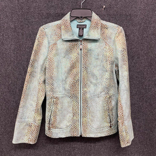 Dialogue Women's Mint Green Snakeskin Print Faux Leather Zip Jacket Sz XS