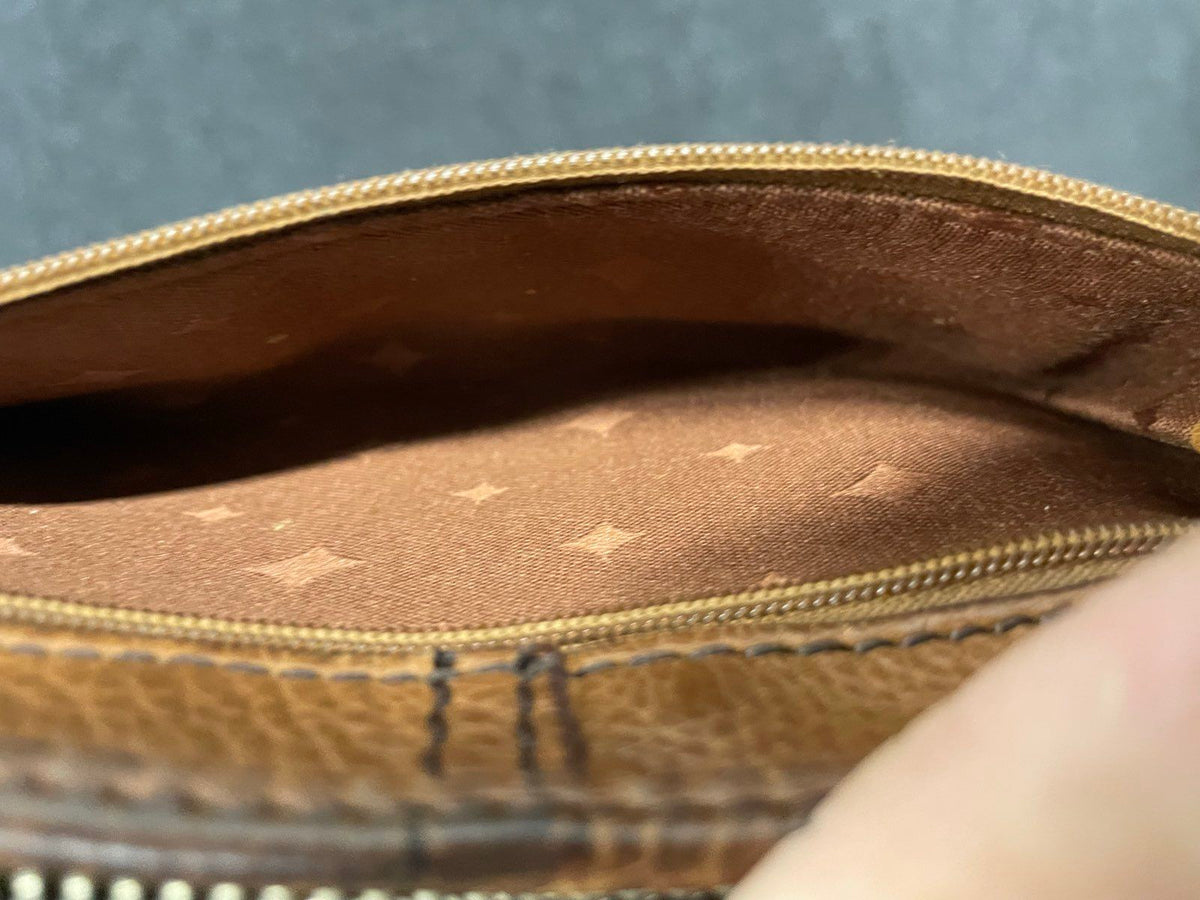 Fossil Brown Pebbled Leather Zip Around Clutch Wallet Silver Hardware