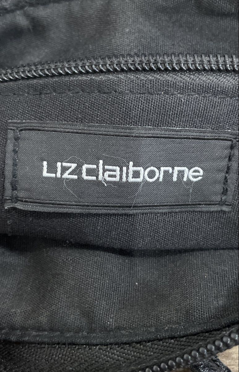 Vintage 90s Liz Claiborne Black Leather Mini Crossbody Bag Silver Tone