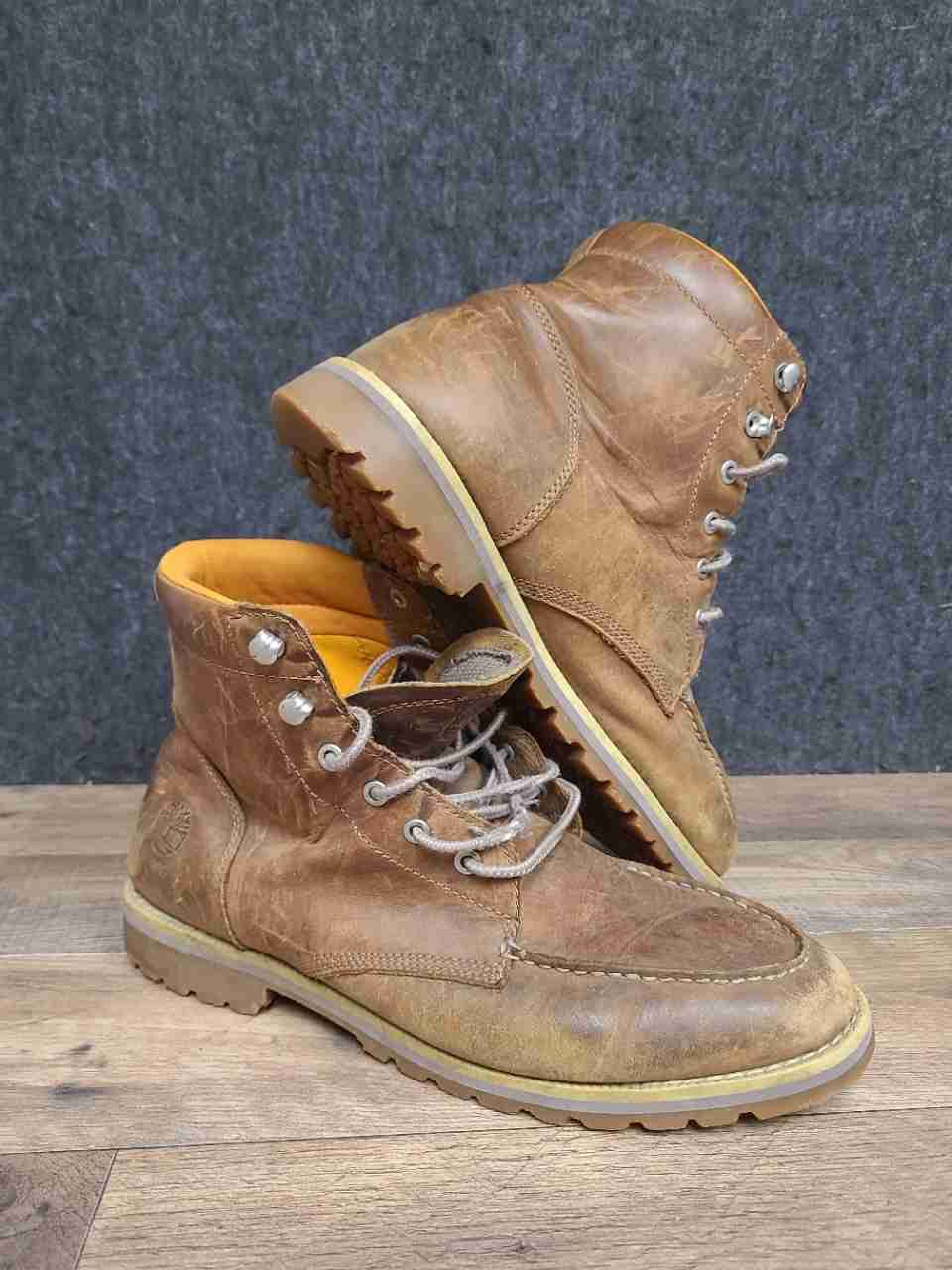 Timberland Larchmont II Waterproof Moc Toe Brown Leather Boots Men's Size 10