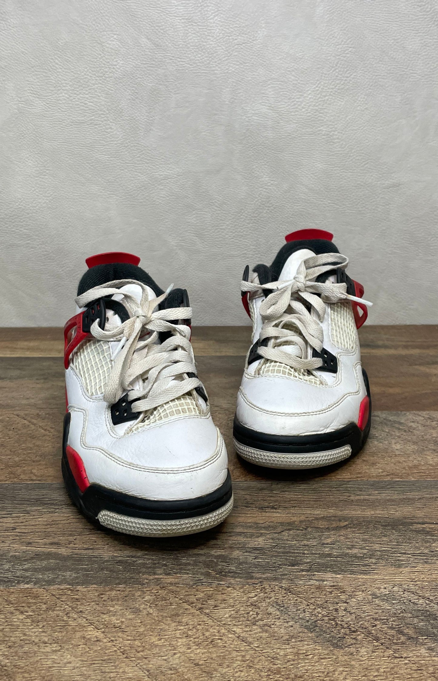 Nike Air Jordan 4 Retro GS Red Cement White Fire Red Black 408452-161 Size 4Y