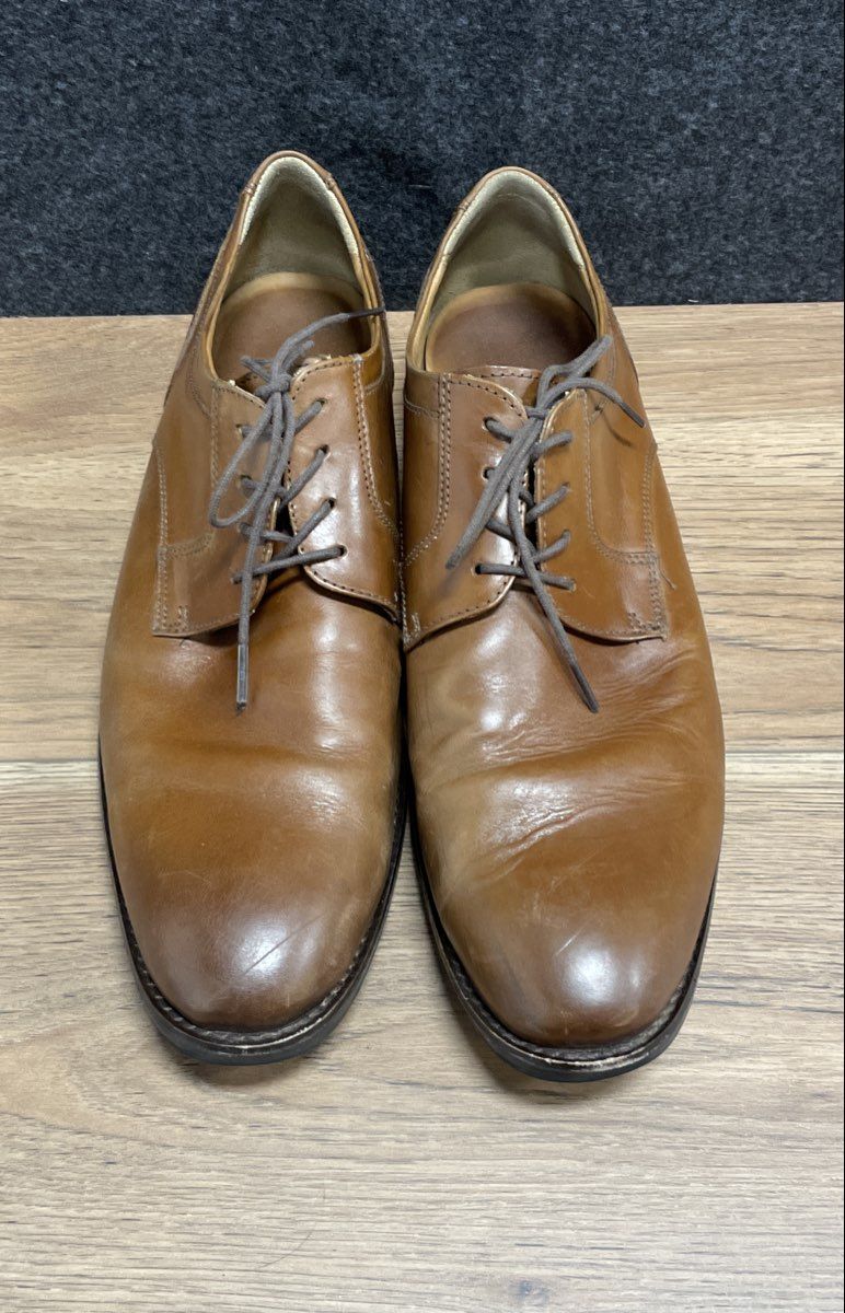 Johnston & Murphy Men's Brown Leather Plain Toe Derby Dress Shoes Size 13 M