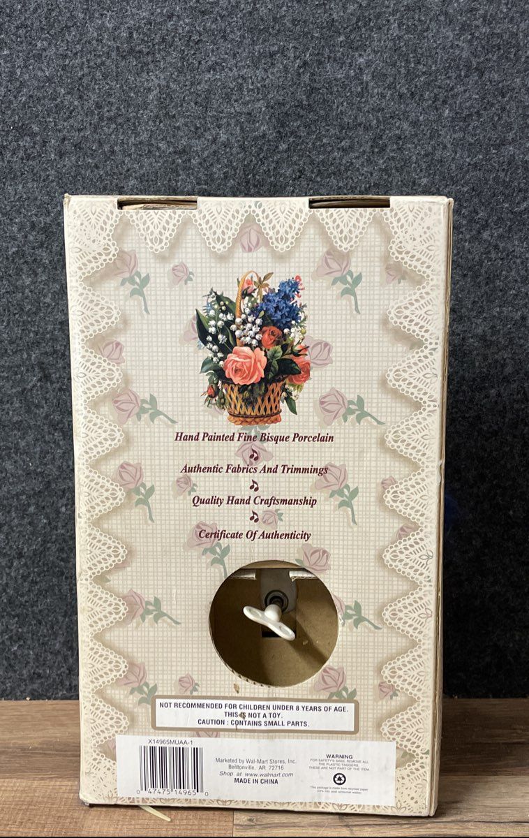 Vintage Collector's Choice Bisque Porcelain Musical Doll Animated Blue Winter