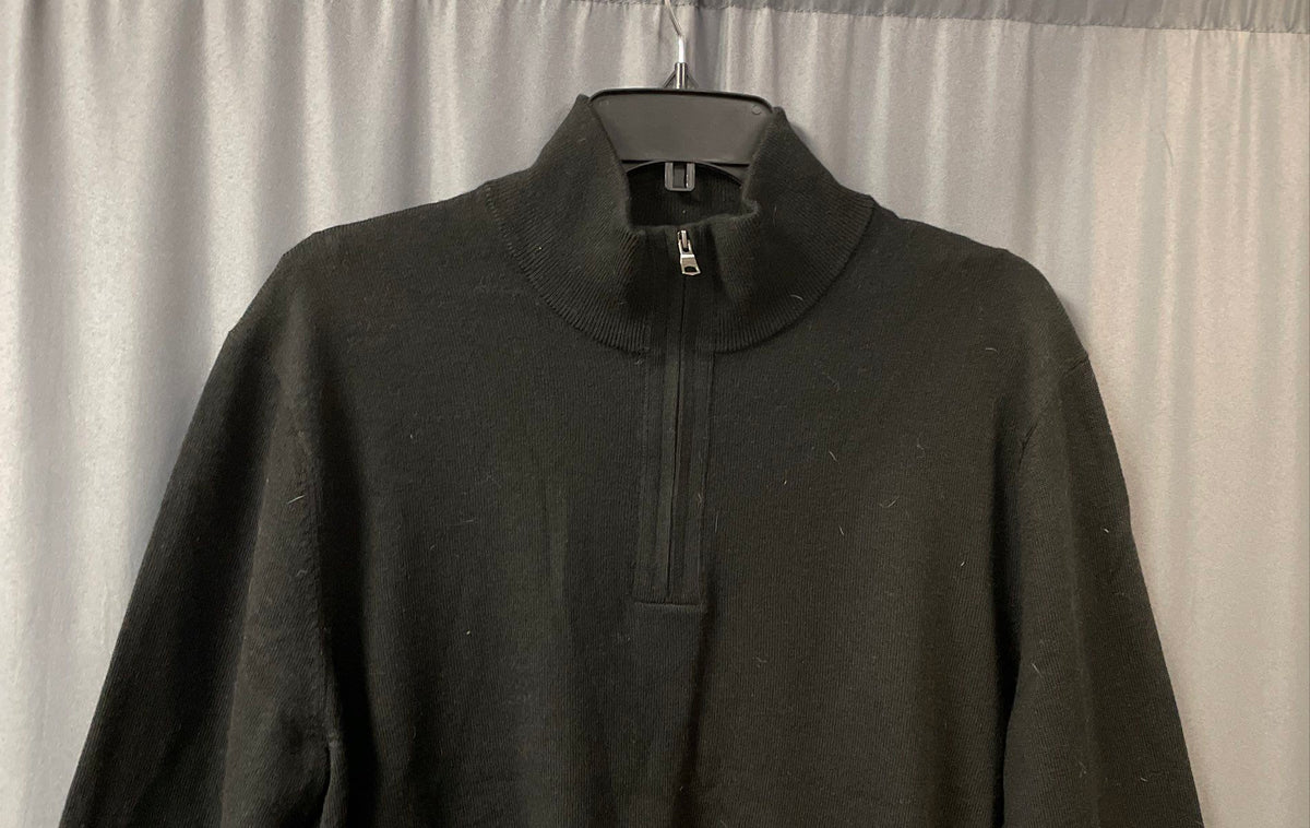 Banana Republic Men's Black Merino Wool Italian Yarn Quarter Zip Sweater Sz L