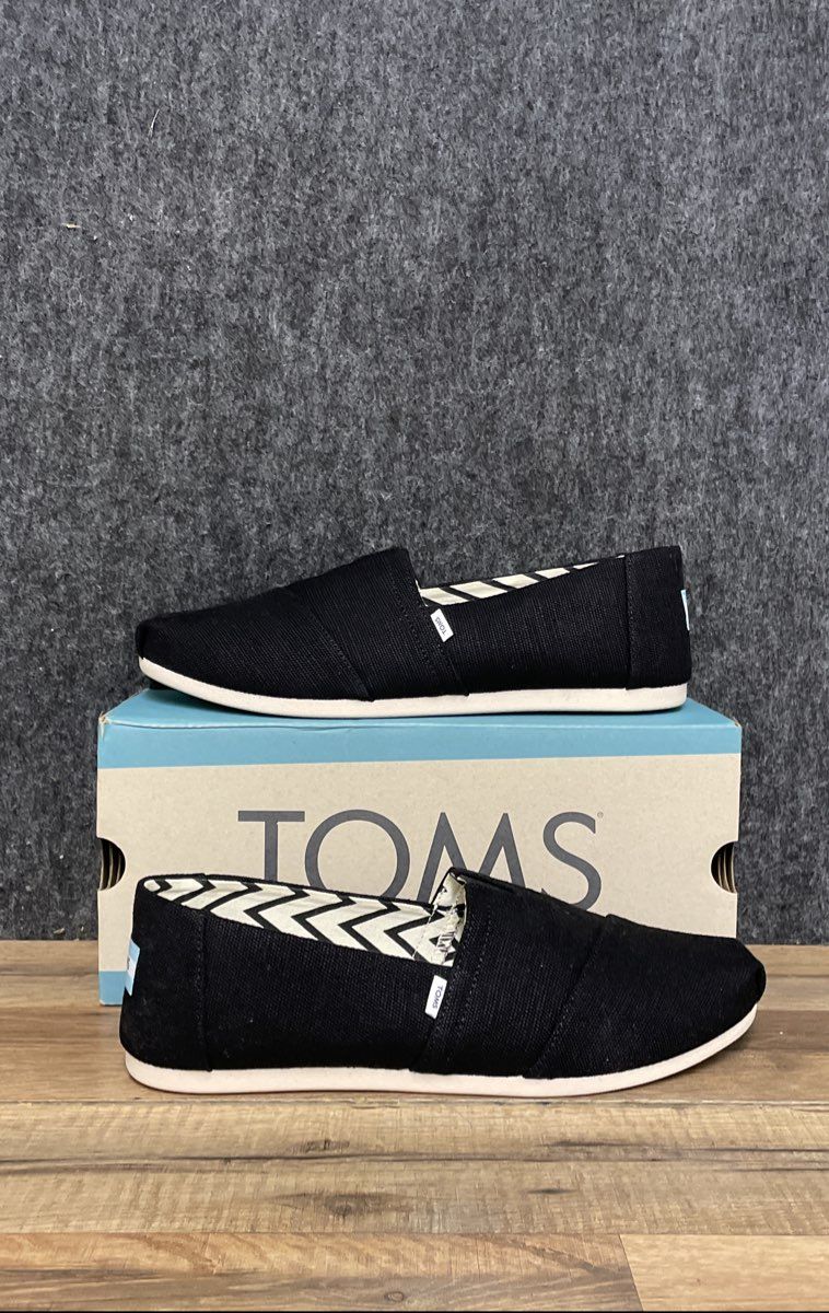 TOMS Alpargata Black Canvas Slip-On Shoes Women's Size 9.5 W