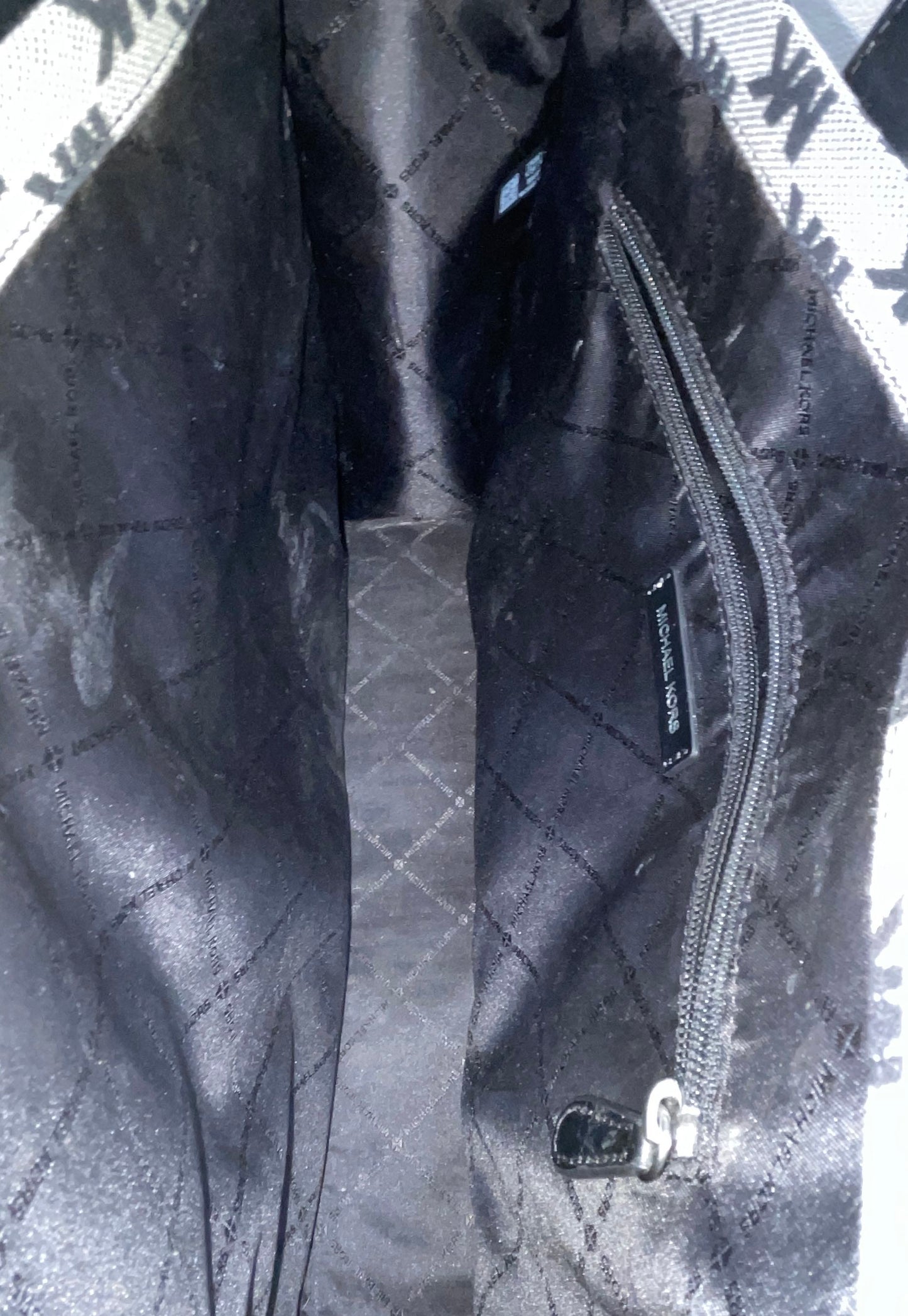Michael Kors Black Grey Signature Canvas Mirella Medium Tote Crossbody Bag