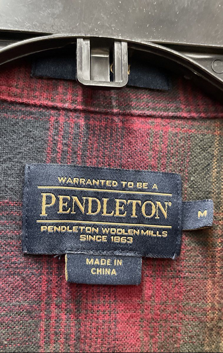 Pendleton Plaid Flannel Long Sleeve Button Down Shirt Red Yellow Check Sz M