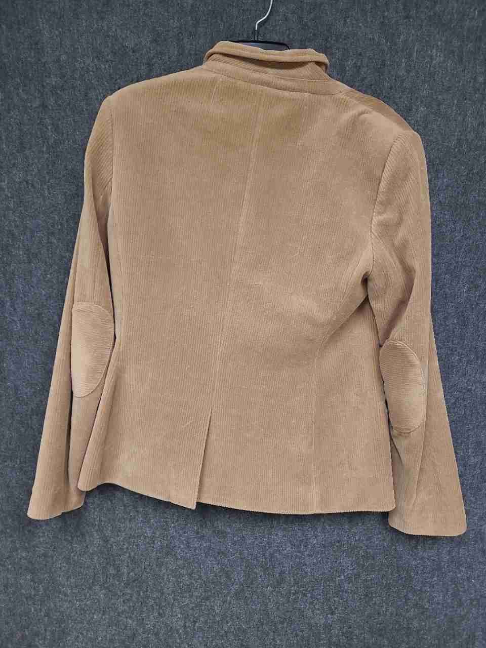 Tommy Hilfiger Women's Tan Corduroy Blazer Jacket Elbow Patches Paisley Lining