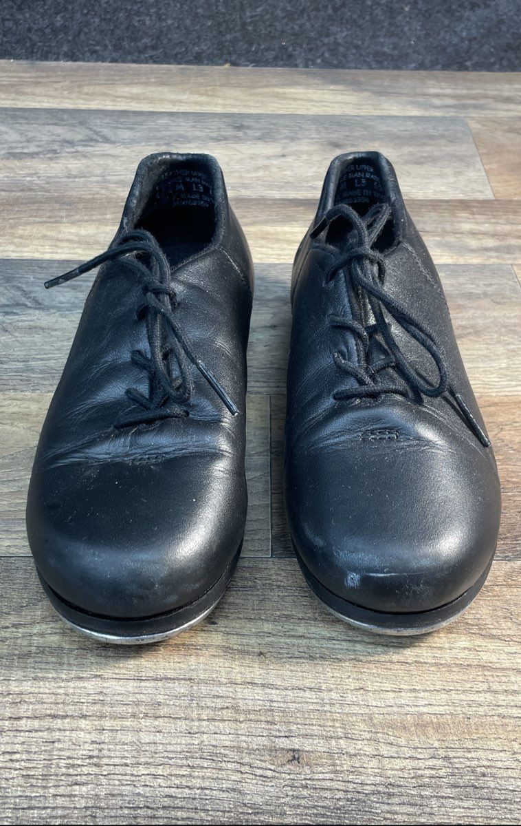 Capezio Tele Tone Leather Lace-Up Tap Shoes Black Size 4.5 M