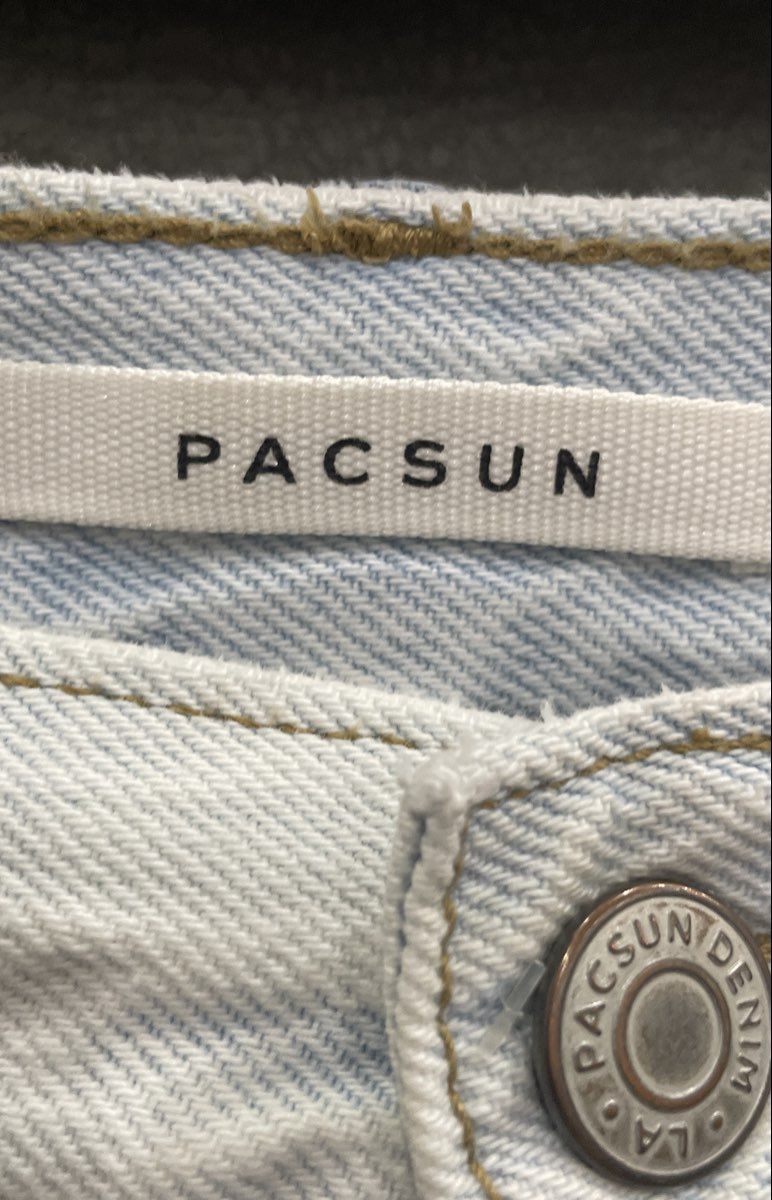 Pacsun Women's Blue Two-Tone Panelled High Rise Button Fly Jeans 100% Cotton
