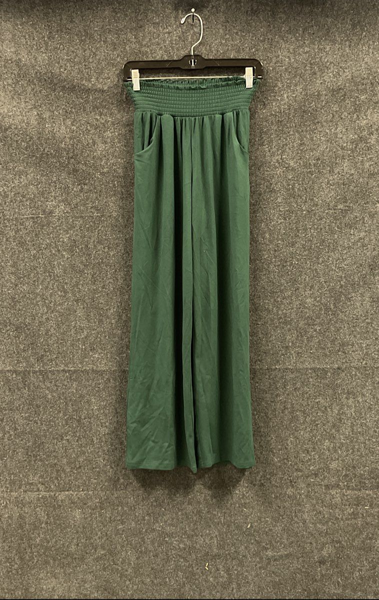 Urban Coco Women's Green Smocked High Waist Wide Leg Palazzo Pants NWT Size S
