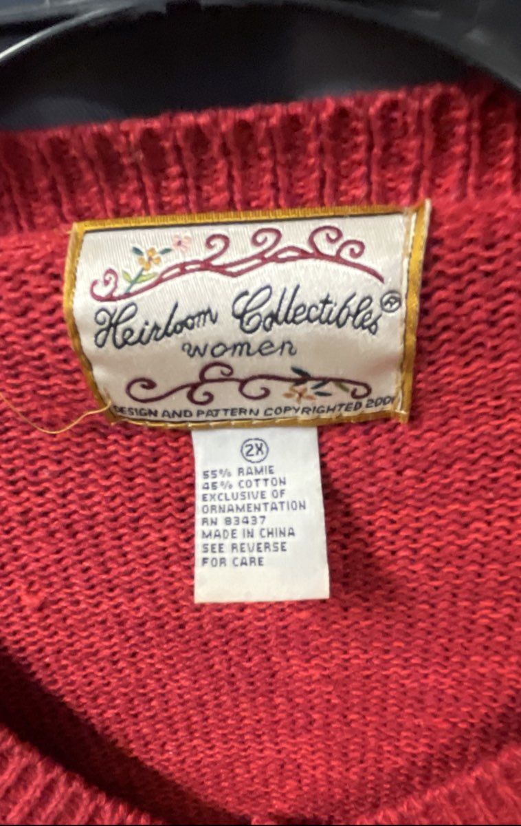 Vintage Y2K Heirloom Collectibles Women's Red Valentine Cardigan Hearts Sz 2X