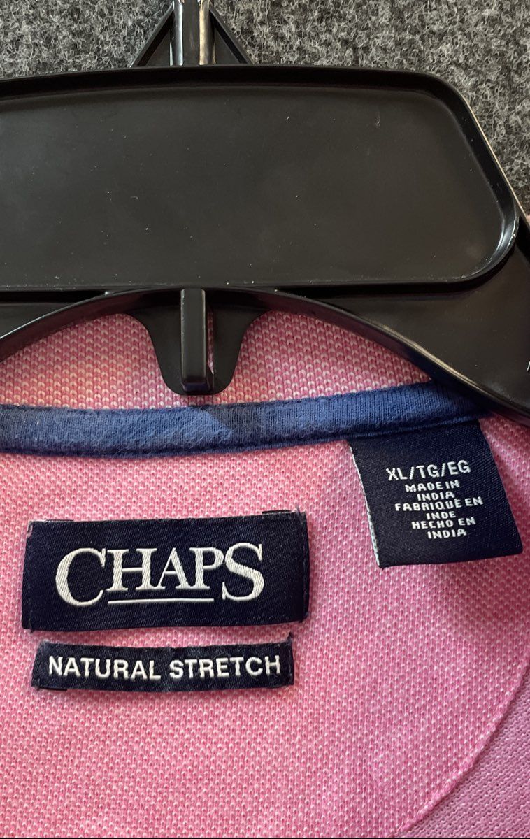 Chaps Men's Pink Natural Stretch Short Sleeve Cotton Polo Shirt Sz XL
