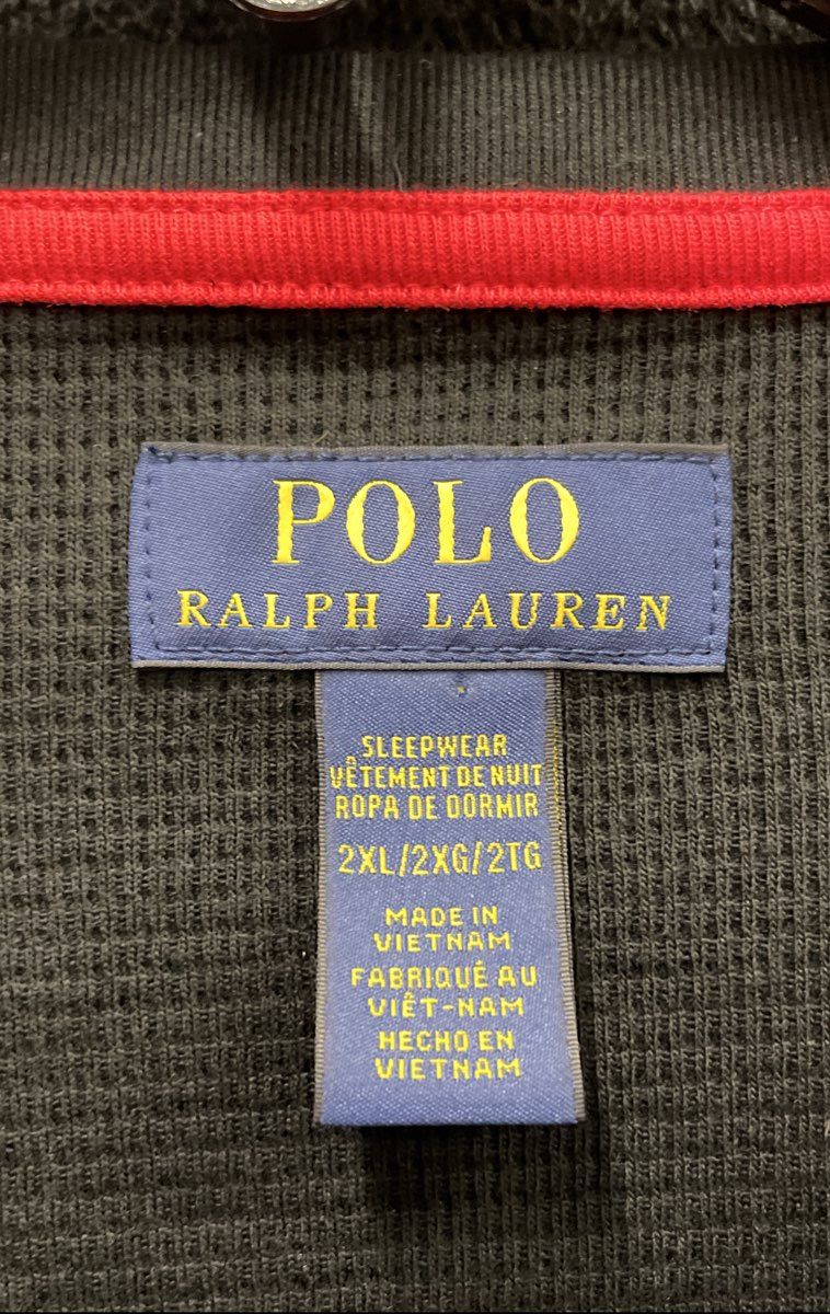 Polo Ralph Lauren Men's Black Waffle Knit Thermal Sleepwear Shirt Sz 2XL