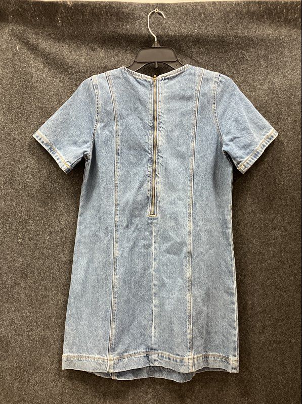 Old Navy Women's Denim Mini Dress Light Wash Short Sleeve Seamed Sz S NWT