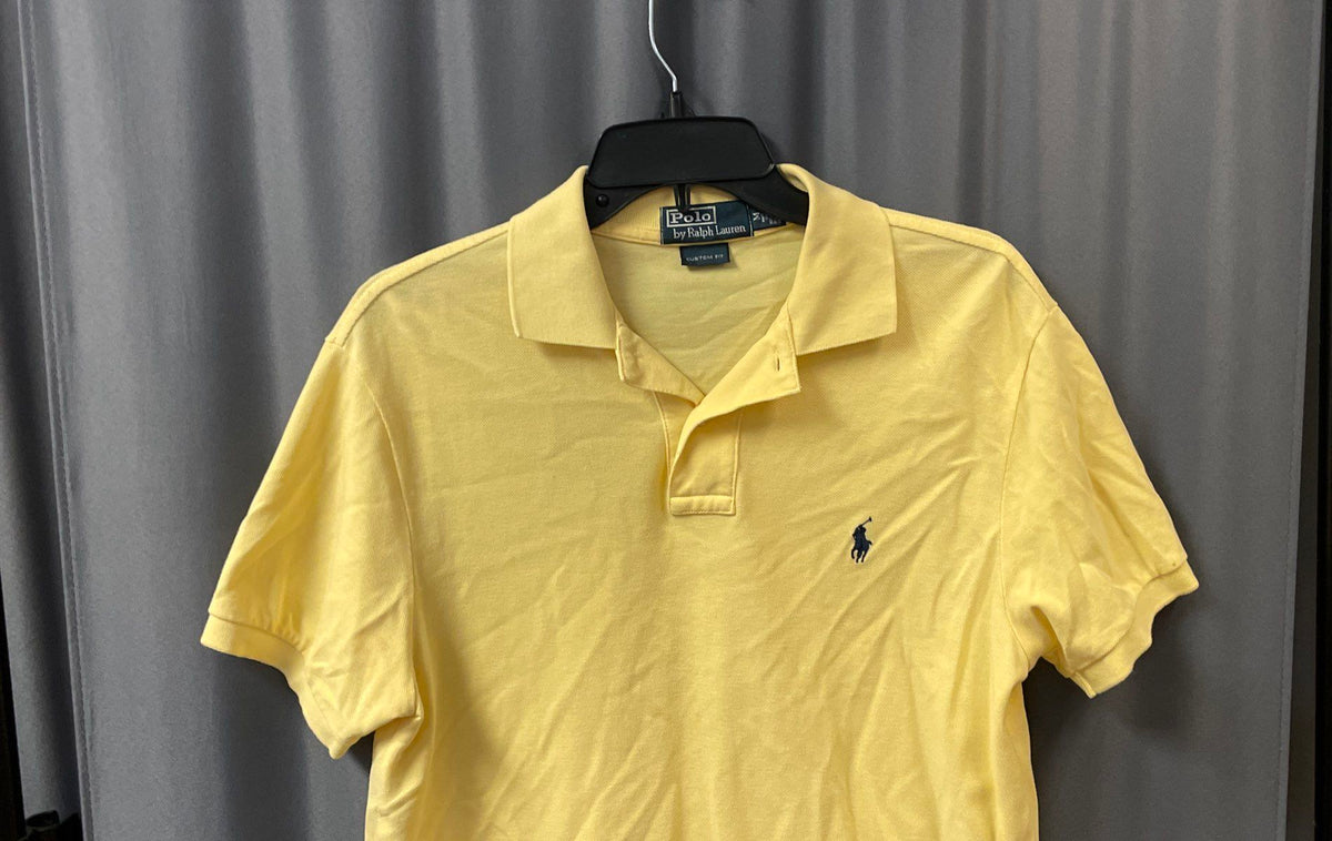 Polo Ralph Lauren Men's Yellow Custom Fit Short Sleeve Pique Polo Shirt Sz M