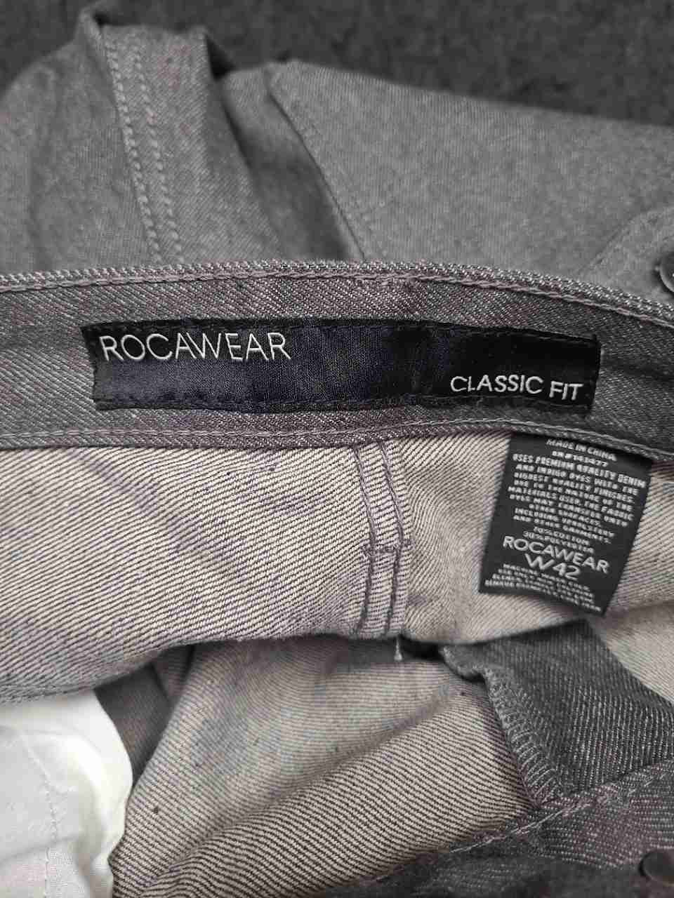 Rocawear Men's Gray Classic Fit 5-Pocket Jeans Flap Back Pockets Size 42