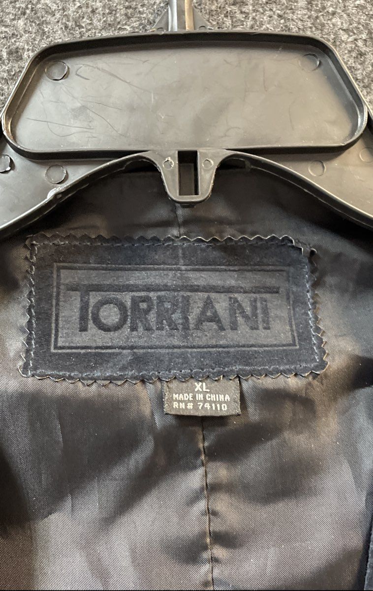 Torriani Men's Black Genuine Leather Suede 5-Button Cinch Back Vest Size XL