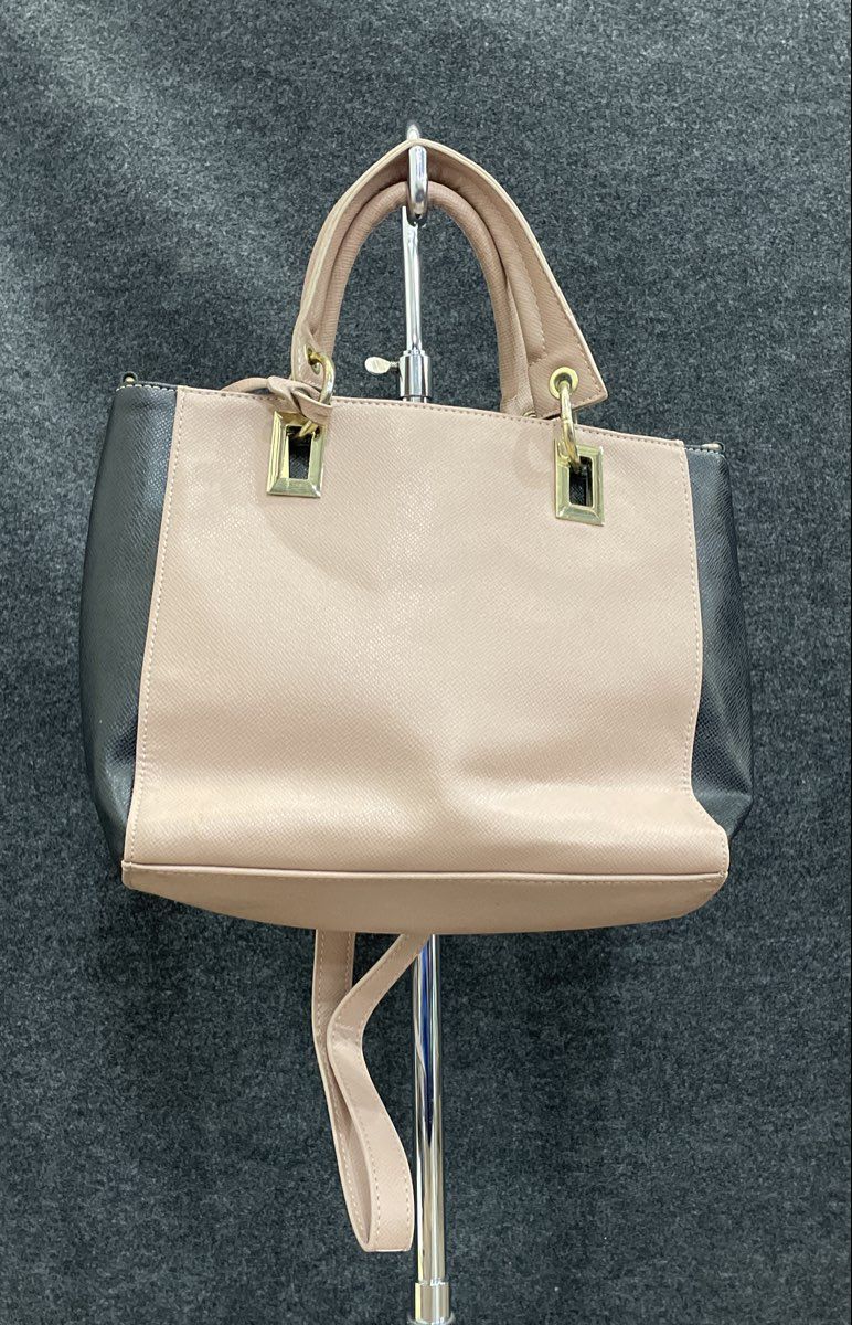 Ivanka Trump Pink Black Saffiano Leather Satchel Handbag Crossbody Chain Strap