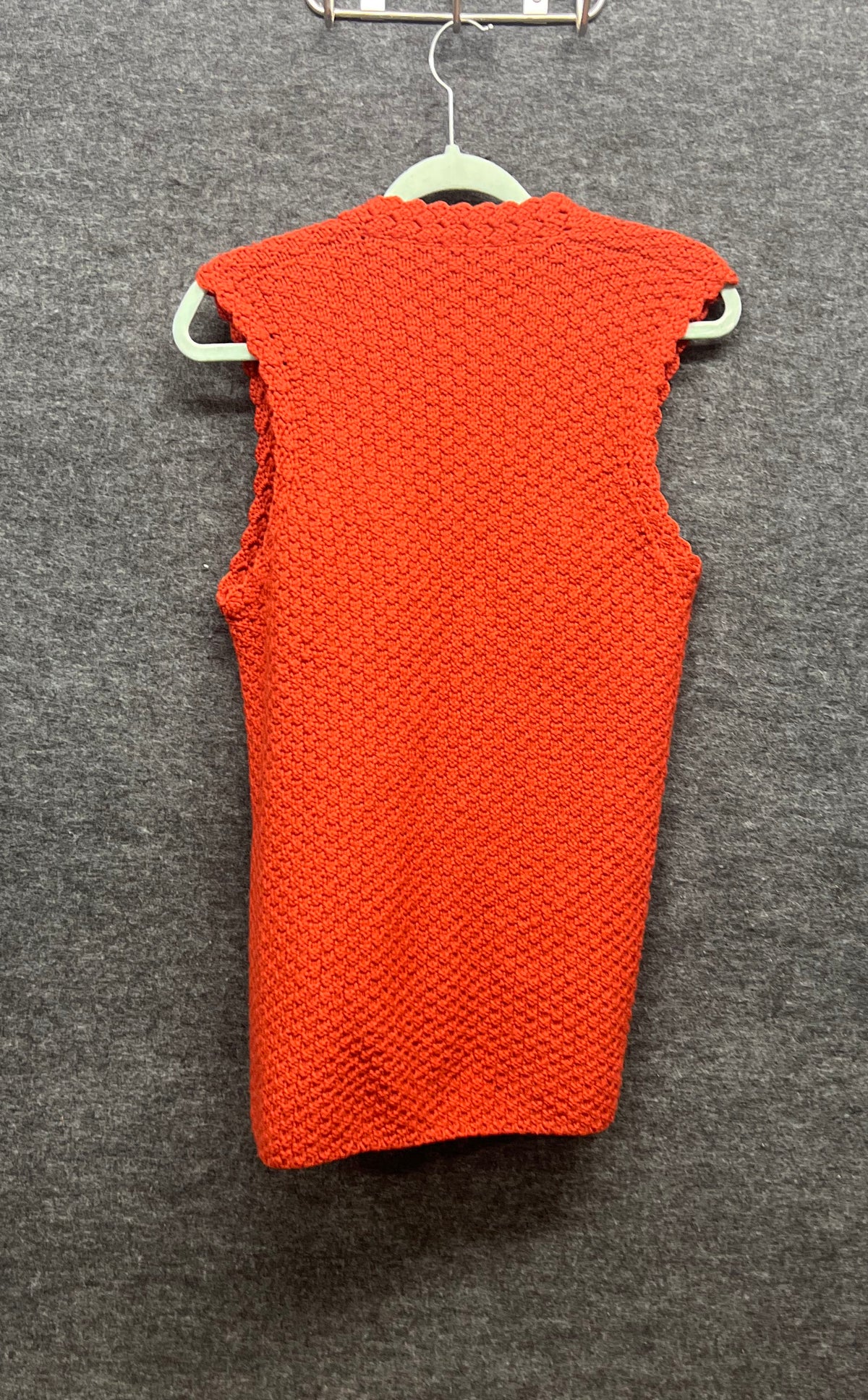 Women's Red Knitted Button Front Textured Vest Waistcoat M