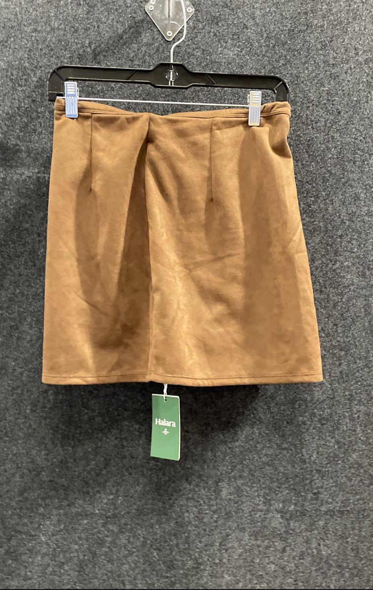 Halara Women's Brown Faux Suede A-Line Mini Skirt NWT Sz M