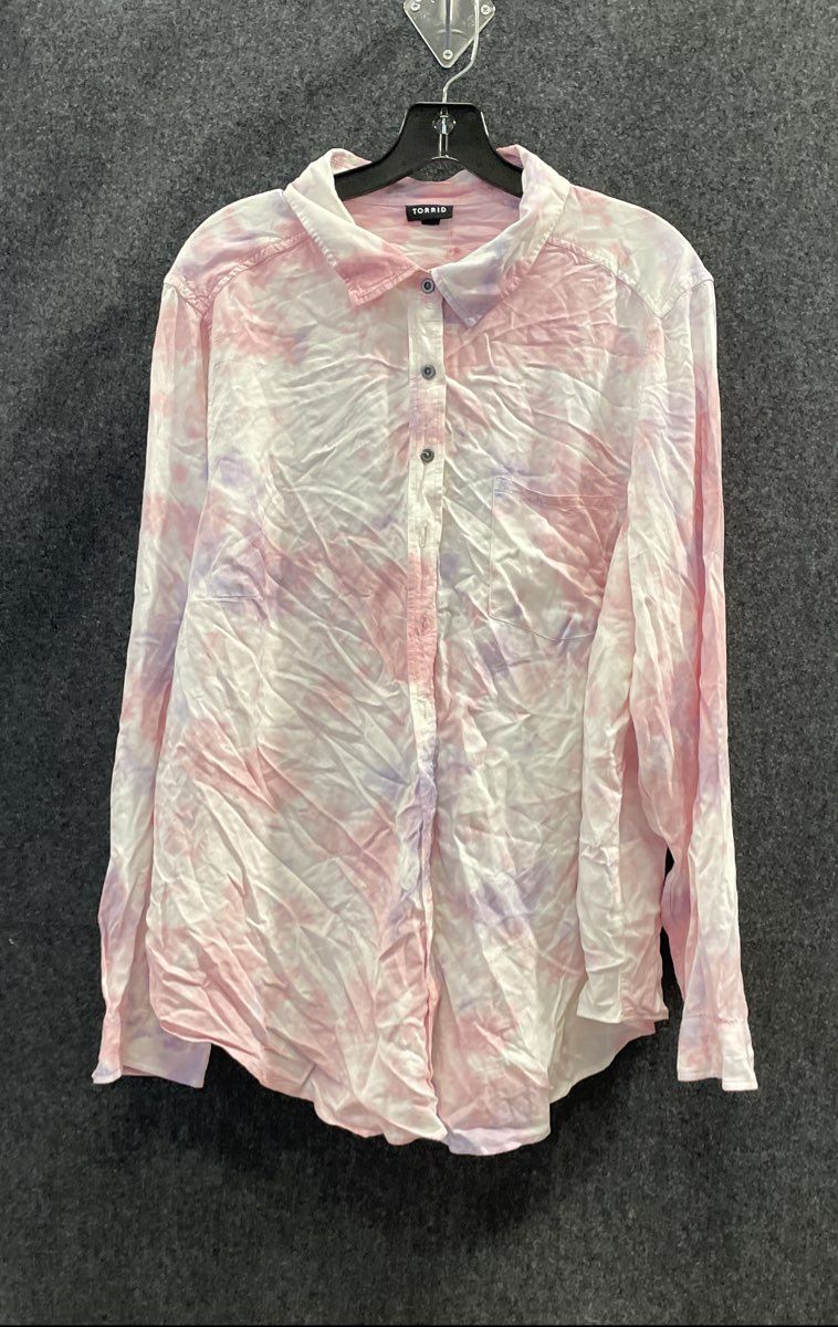 Torrid Women's Pink Tie-Dye Milly One Pocket Rayon Button Up Shirt Sz 2 2X NWT