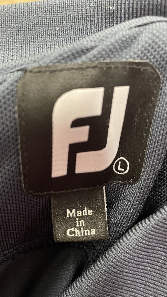 FootJoy Men's Polo Shirt Navy Blue Green Striped Spanish Bay Performance Sz L