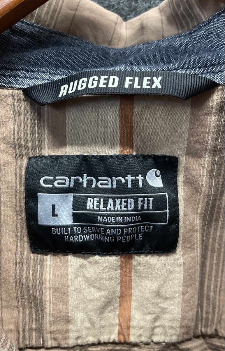Carhartt Rugged Flex Relaxed Fit Striped Short Sleeve Button Up Shirt Sz L