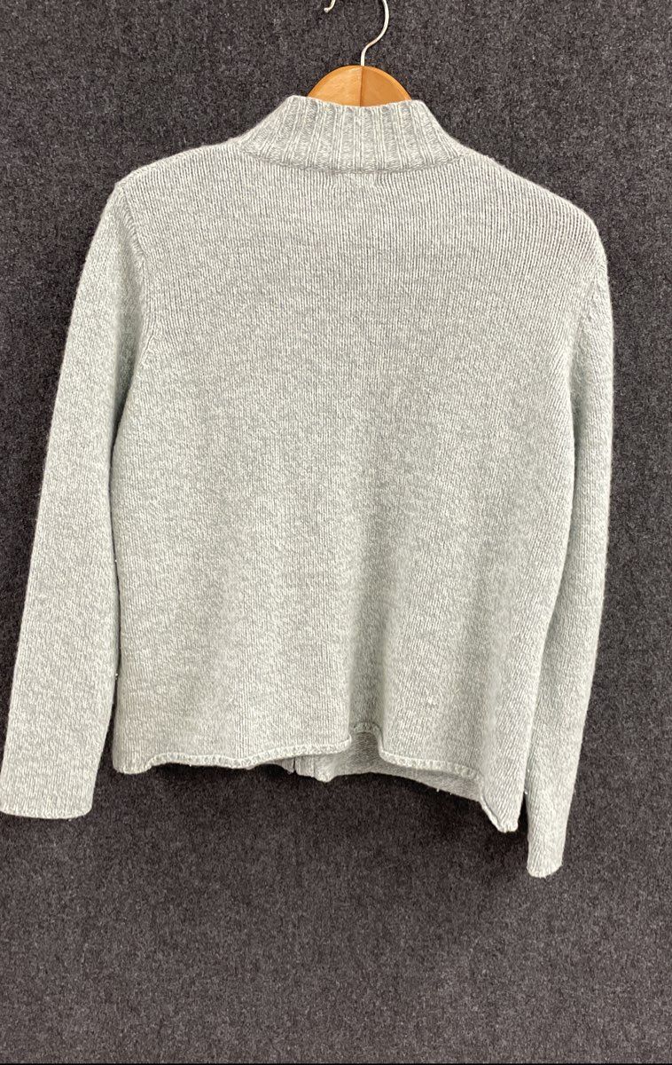 Vintage 90s L.L. Bean Women's Light Blue Lambswool Angora Full Zip Sweater XL
