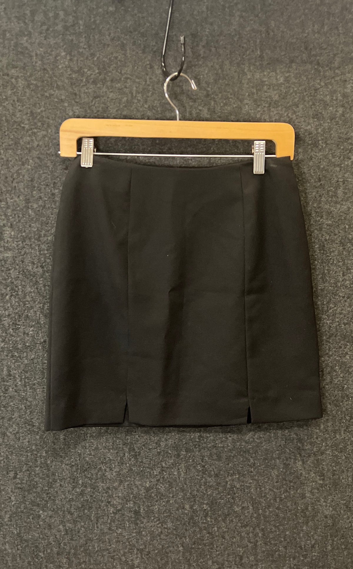 Vintage 90s I.O.U. Women's Black Mini Skirt Back Zip Slit Made in USA Sz 5