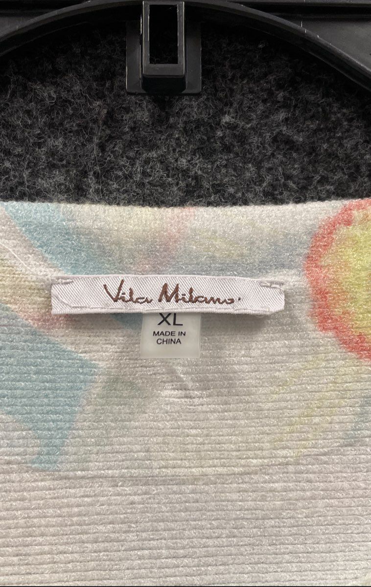 Vila Milano Women's Light Blue Floral Ribbed Dolman Sleeve Knit Top Sz XL