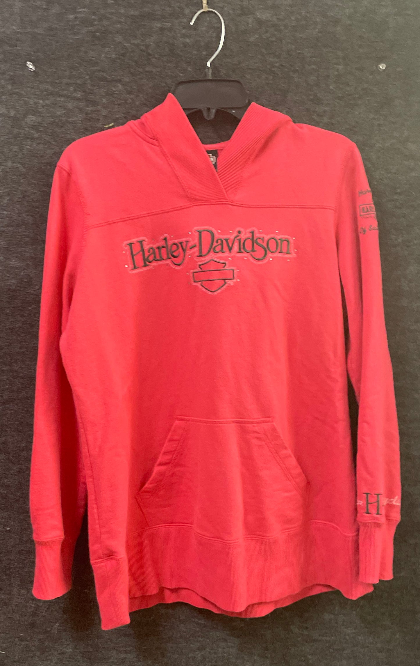 Harley-Davidson Pink V-Neck Hooded Sweatshirt Studded Salisbury NC Dealer Sz L